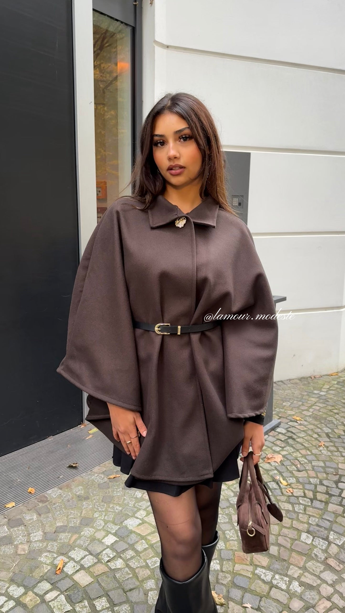 LAMOUR PONCHO - BROWN