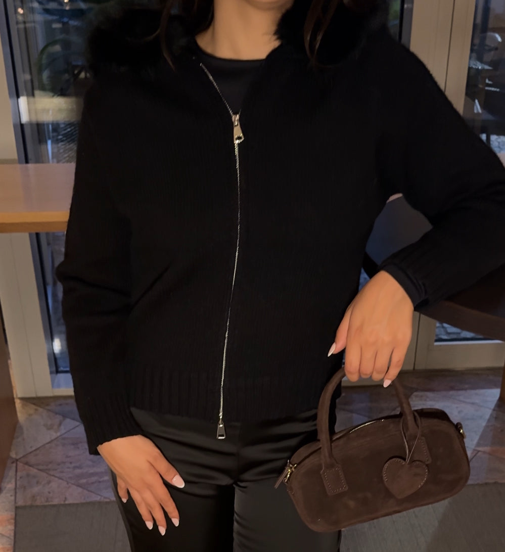 LAMOUR FUR JACKET- BLACK