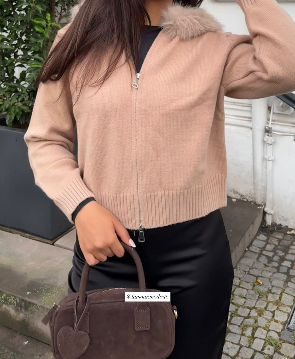 LAMOUR FUR JACKET- BROWN