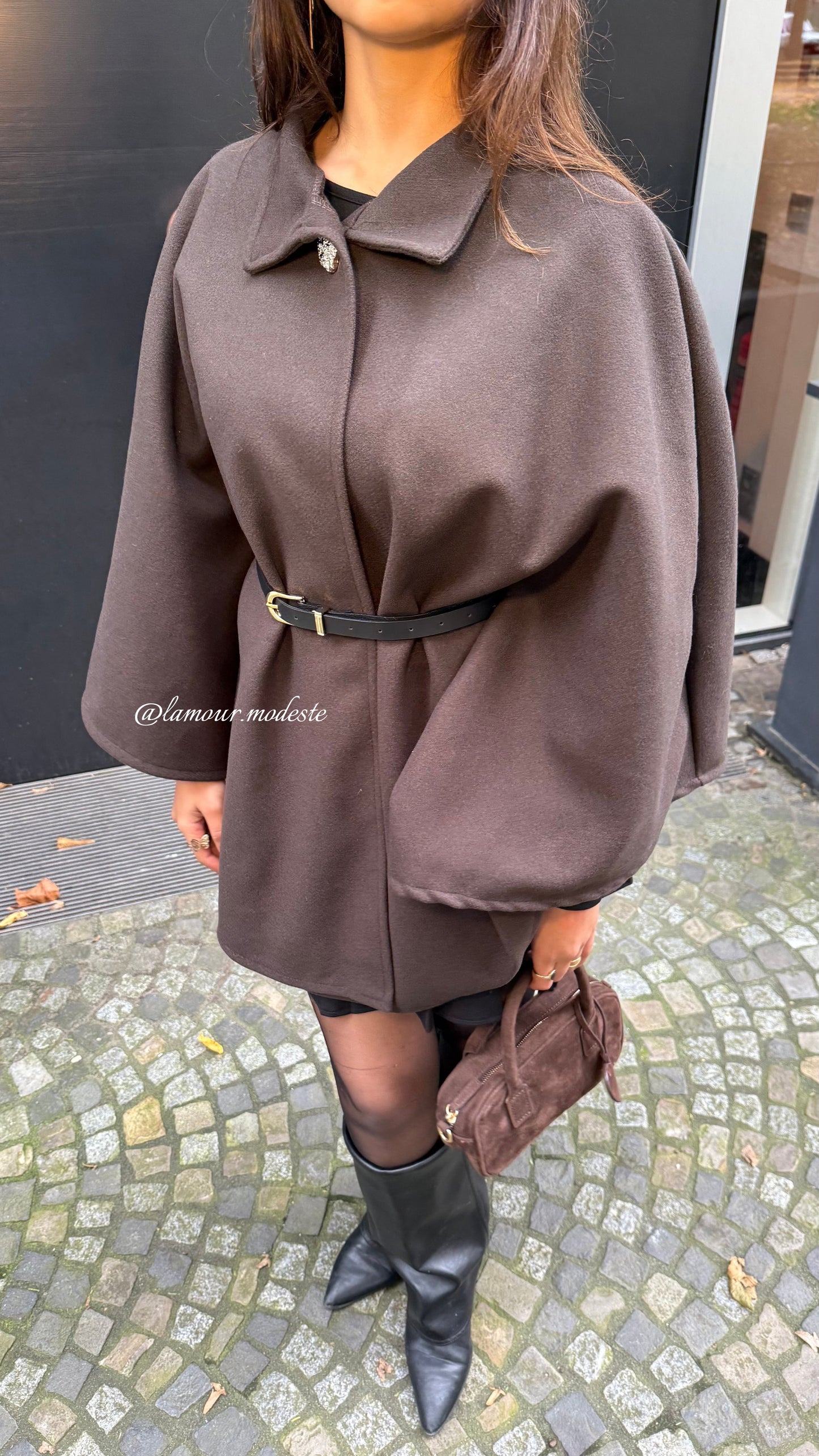 LAMOUR PONCHO - BROWN