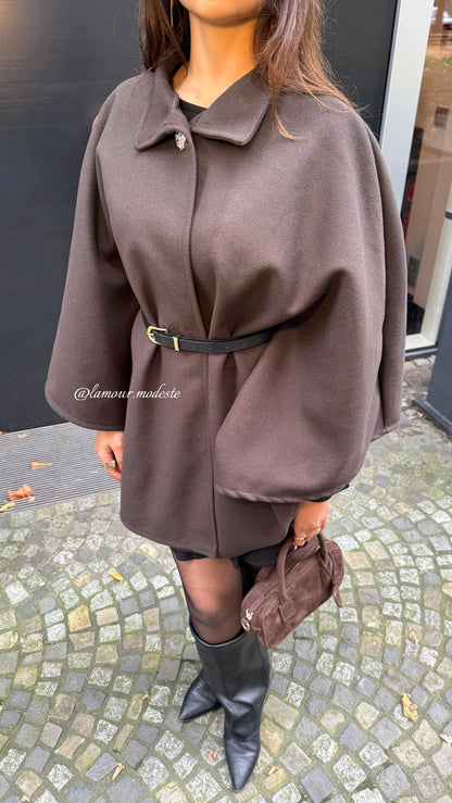LAMOUR PONCHO - BROWN