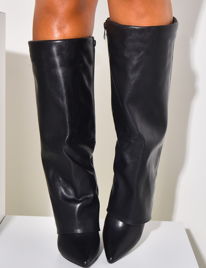 LAMOUR LEATHER BOOTS- BLACK