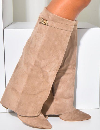 LAMOUR SUEDE BOOTS- KAKI