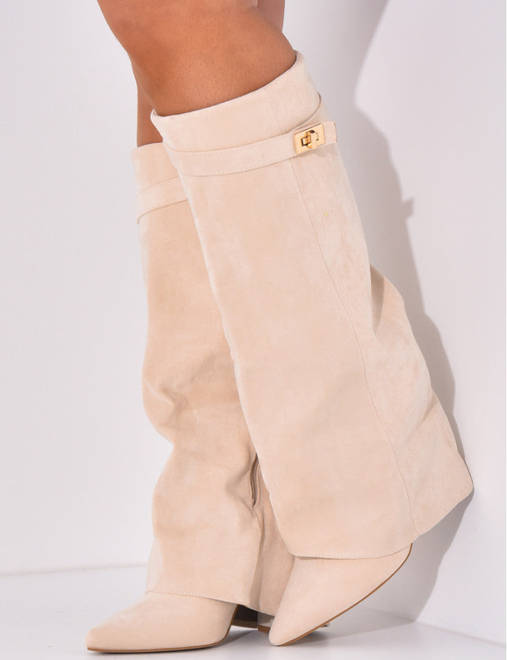 LAMOUR SUEDE BOOTS- BEIGE
