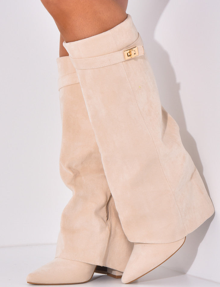 LAMOUR SUEDE BOOTS- BEIGE
